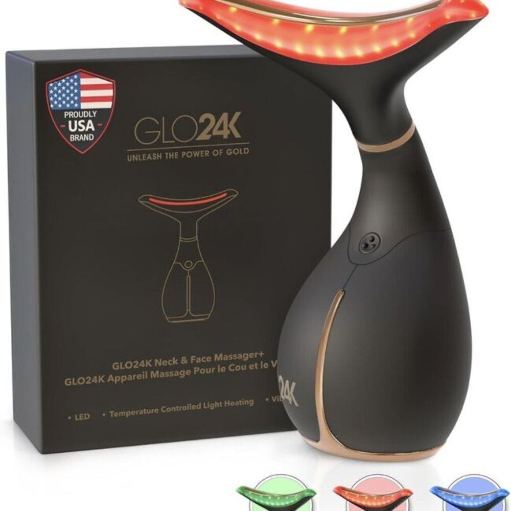 Glo24K 7 Color LED Neck and Face Beauty Massager Anti-Aging Device